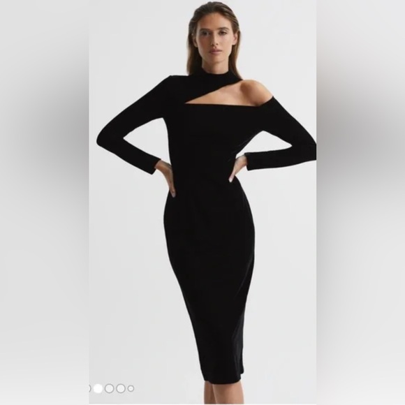 chocolate brown wrap dress Noelle Asymmetric-Wrap / S Size:US 12.5 / EU 45.5 back zip fastening Xscape In Stock Faye